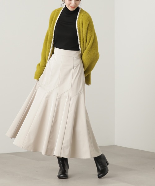 N.（N. Natural Beauty Basic）（エヌエヌナチュラルビューティーベーシック）の「◆ゴアードフレアマーメイドスカート（スカート・レディース・オフホワイト/グリーン/チャコール・MEDIUM）」の2枚目の写真