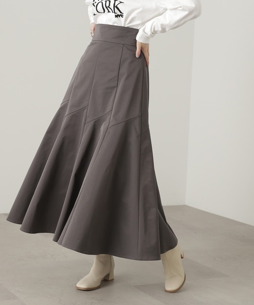 N.（N. Natural Beauty Basic）（エヌエヌナチュラルビューティーベーシック）の「◆ゴアードフレアマーメイドスカート（スカート・レディース・オフホワイト/グリーン/チャコール・MEDIUM）」の3枚目の写真