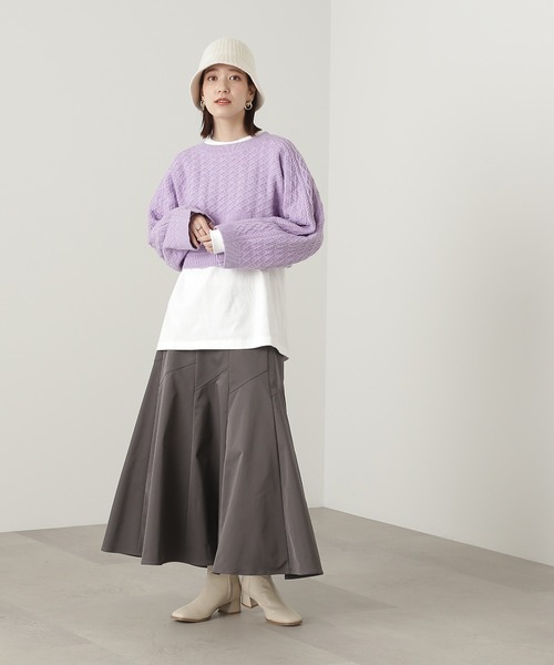 N.（N. Natural Beauty Basic）（エヌエヌナチュラルビューティーベーシック）の「◆ゴアードフレアマーメイドスカート（スカート・レディース・オフホワイト/グリーン/チャコール・MEDIUM）」の13枚目の写真