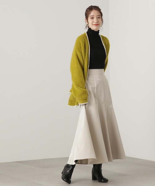 N.（N. Natural Beauty Basic）（エヌエヌナチュラルビューティーベーシック）の「◆ゴアードフレアマーメイドスカート（スカート・レディース・オフホワイト/グリーン/チャコール・MEDIUM）」の4枚目の写真