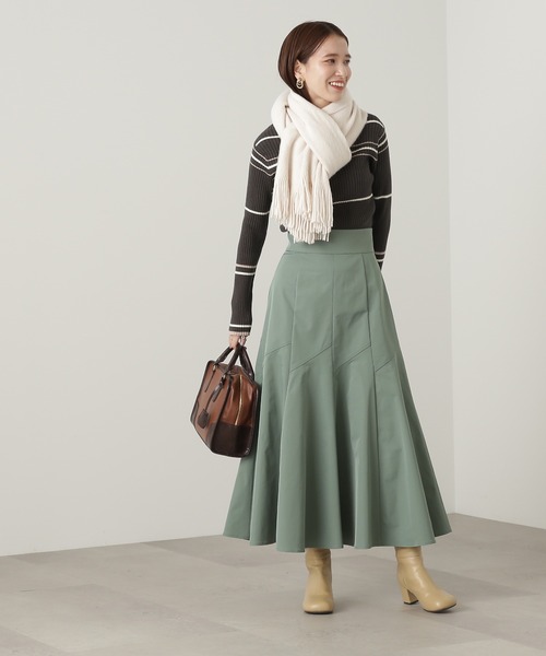 N.（N. Natural Beauty Basic）（エヌエヌナチュラルビューティーベーシック）の「◆ゴアードフレアマーメイドスカート（スカート・レディース・オフホワイト/グリーン/チャコール・MEDIUM）」の12枚目の写真