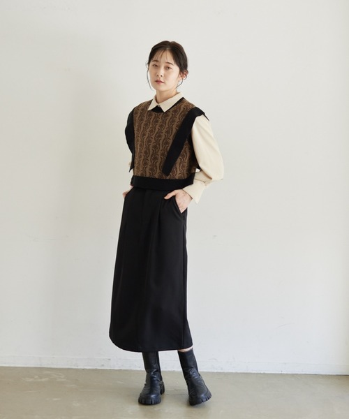 idem（イデム）の「tulip jacquard vest/オリジナルジャガードニットベスト（ベスト・レディース・グリーン/ベージュ/グレー・FREE）」の21枚目の写真