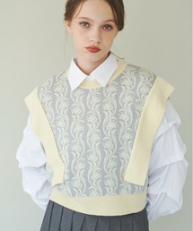 tulip jacquard vest/オリジナルジャガードニットベストを使った人気