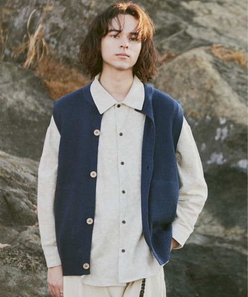 CASPER JOHN(キャスパージョン)の「Nep knit vest/ネップニットベスト(ベスト・メンズ・ブルー/アイボリー・SMALL/MEDIUM/LARGE)」の2枚目の写真