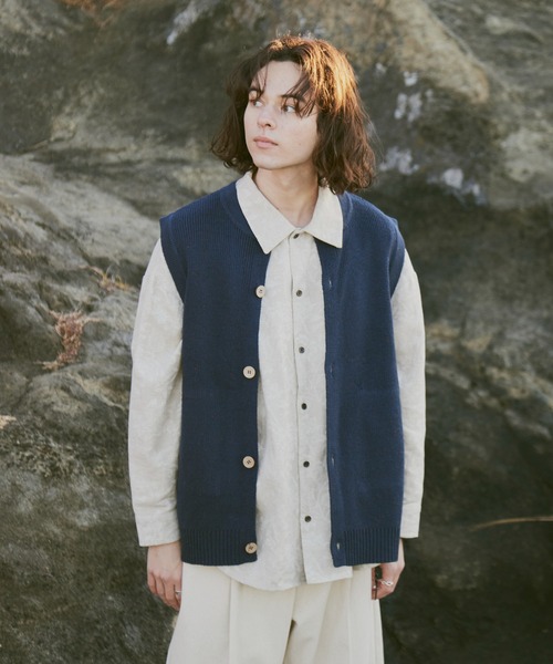 CASPER JOHN(キャスパージョン)の「Nep knit vest/ネップニットベスト(ベスト・メンズ・ブルー/アイボリー・SMALL/MEDIUM/LARGE)」の15枚目の写真