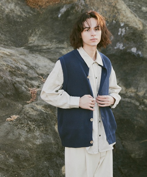 CASPER JOHN(キャスパージョン)の「Nep knit vest/ネップニットベスト(ベスト・メンズ・ブルー/アイボリー・SMALL/MEDIUM/LARGE)」の16枚目の写真