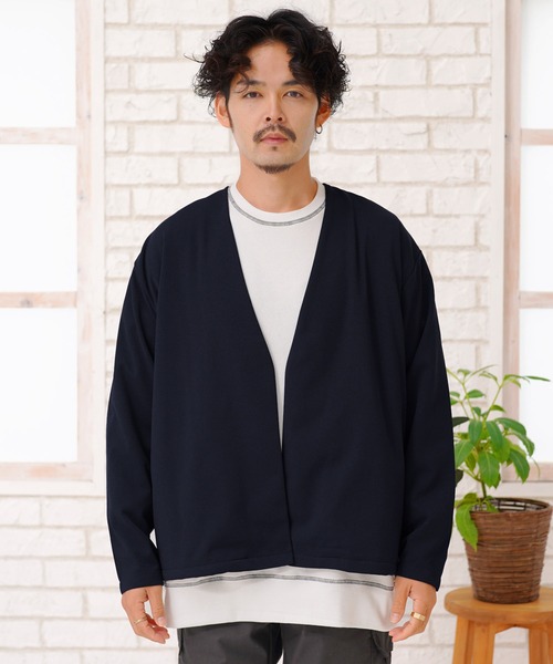 jiggys shop（ジギーズショップ）の「カットジョーゼット ノーカラージャケット（ノーカラージャケット・メンズ・ライトブラウン/ブラック/グレー/ベージュ/ネイビー・SMALL/X-LARGE/MEDIUM/XX-LARGE/LARGE）」の19枚目の写真