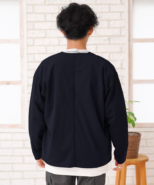 jiggys shop（ジギーズショップ）の「カットジョーゼット ノーカラージャケット（ノーカラージャケット・メンズ・ライトブラウン/ブラック/グレー/ベージュ/ネイビー・SMALL/X-LARGE/MEDIUM/XX-LARGE/LARGE）」の21枚目の写真