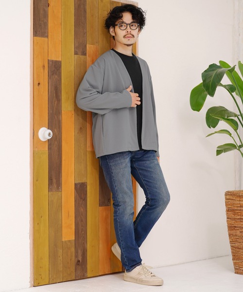 jiggys shop（ジギーズショップ）の「カットジョーゼット ノーカラージャケット（ノーカラージャケット・メンズ・ライトブラウン/ブラック/グレー/ベージュ/ネイビー・SMALL/X-LARGE/MEDIUM/XX-LARGE/LARGE）」の9枚目の写真