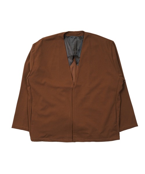 jiggys shop（ジギーズショップ）の「カットジョーゼット ノーカラージャケット（ノーカラージャケット・メンズ・ライトブラウン/ブラック/グレー/ベージュ/ネイビー・SMALL/X-LARGE/MEDIUM/XX-LARGE/LARGE）」の10枚目の写真