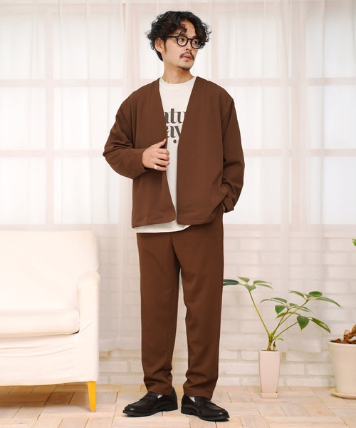 jiggys shop（ジギーズショップ）の「カットジョーゼット ノーカラージャケット（ノーカラージャケット・メンズ・ライトブラウン/ブラック/グレー/ベージュ/ネイビー・SMALL/X-LARGE/MEDIUM/XX-LARGE/LARGE）」の11枚目の写真