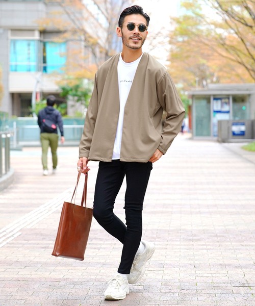 jiggys shop（ジギーズショップ）の「カットジョーゼット ノーカラージャケット（ノーカラージャケット・メンズ・ライトブラウン/ブラック/グレー/ベージュ/ネイビー・SMALL/X-LARGE/MEDIUM/XX-LARGE/LARGE）」の13枚目の写真