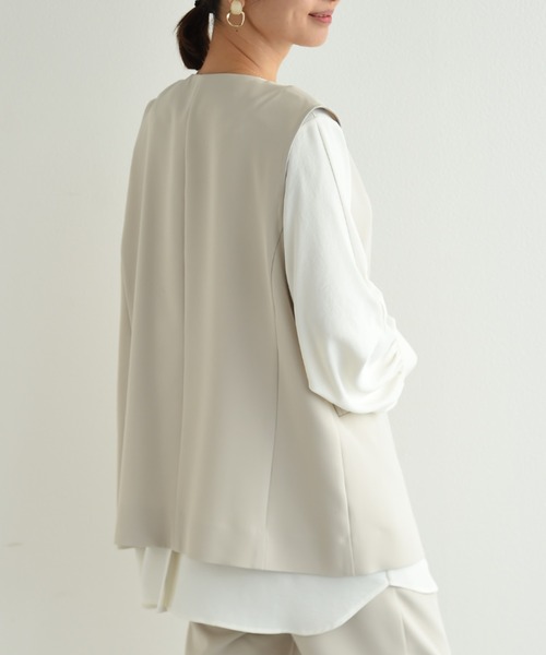 INTERPLANET（インタープラネット）の「【ＵＶ・吸水速乾】ダブルクロスジレ（その他アウター・レディース・ブルー/ネイビー/グレイッシュベージュ・FREE）」の6枚目の写真