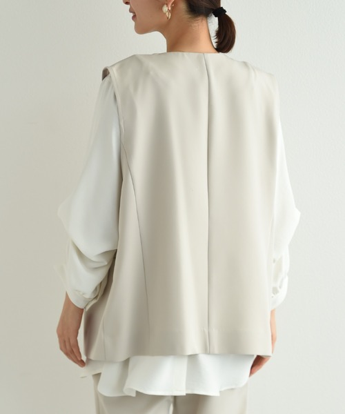 INTERPLANET（インタープラネット）の「【ＵＶ・吸水速乾】ダブルクロスジレ（その他アウター・レディース・ブルー/ネイビー/グレイッシュベージュ・FREE）」の7枚目の写真