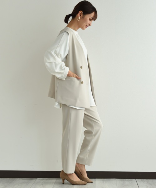 INTERPLANET（インタープラネット）の「【ＵＶ・吸水速乾】ダブルクロスジレ（その他アウター・レディース・ブルー/ネイビー/グレイッシュベージュ・FREE）」の10枚目の写真