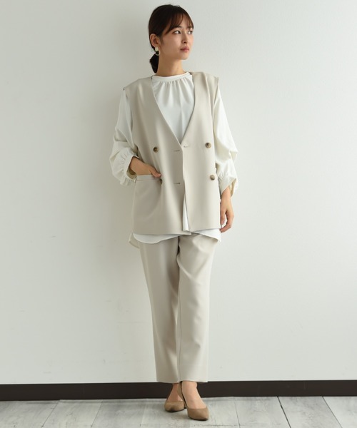 INTERPLANET（インタープラネット）の「【ＵＶ・吸水速乾】ダブルクロスジレ（その他アウター・レディース・ブルー/ネイビー/グレイッシュベージュ・FREE）」の9枚目の写真