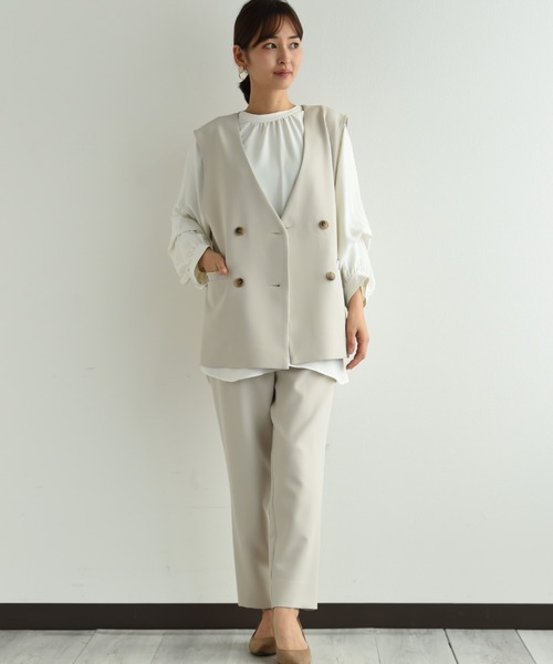 INTERPLANET（インタープラネット）の「【ＵＶ・吸水速乾】ダブルクロスジレ（その他アウター・レディース・ブルー/ネイビー/グレイッシュベージュ・FREE）」の13枚目の写真