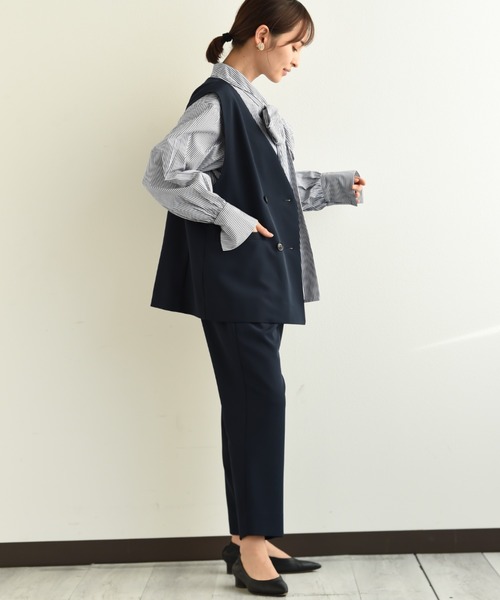 INTERPLANET（インタープラネット）の「【ＵＶ・吸水速乾】ダブルクロスジレ（その他アウター・レディース・ブルー/ネイビー/グレイッシュベージュ・FREE）」の14枚目の写真