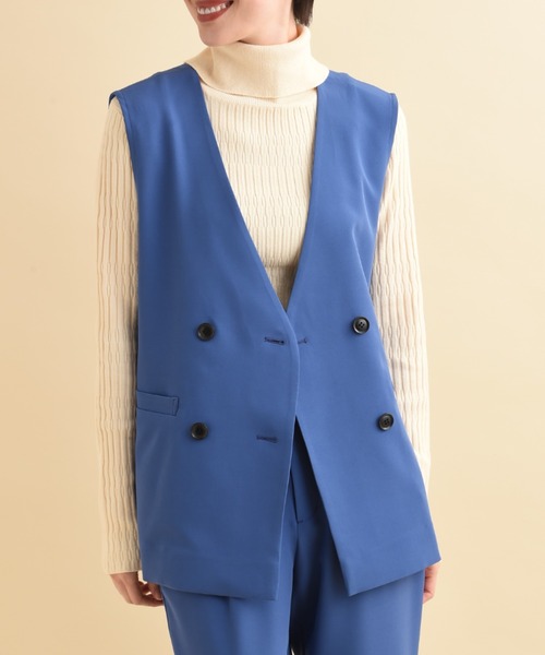 INTERPLANET（インタープラネット）の「【ＵＶ・吸水速乾】ダブルクロスジレ（その他アウター・レディース・ブルー/ネイビー/グレイッシュベージュ・FREE）」の16枚目の写真