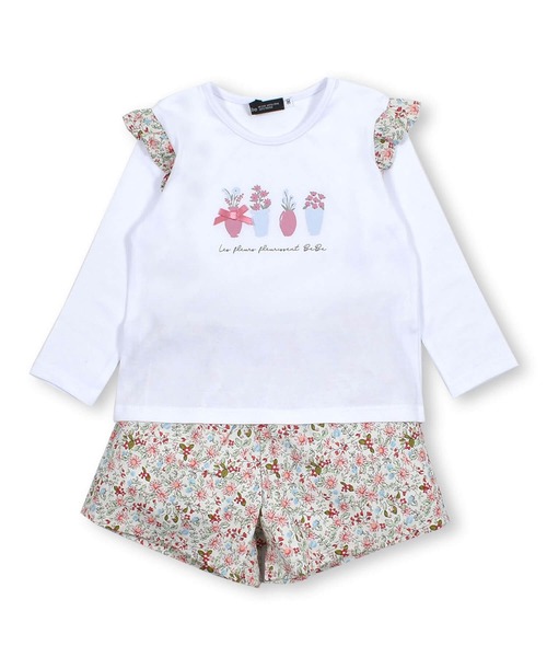 BeBe(ベベ)の「BeBe/GIRL花柄Tシャツパンツ2点セットベビー(80~90cm)(ロンパース・キッズ・ブルー系その他/ピンク系その他・90/80)」の4枚目の写真