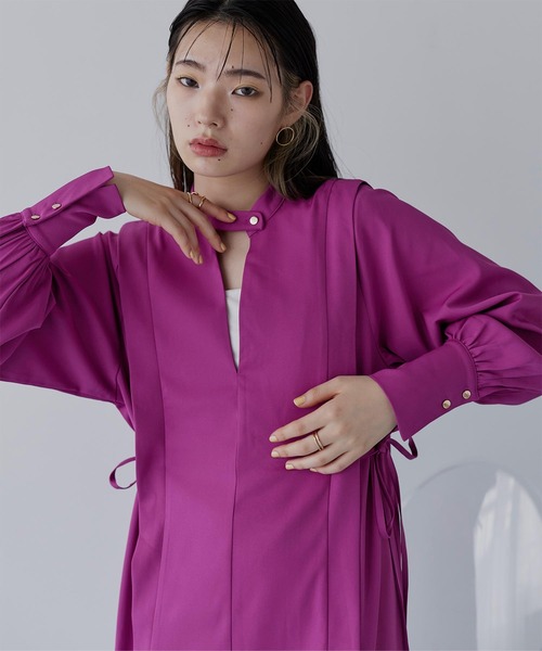 miette(ミエット)の「サイドリボンVネックワンピース(ワンピース・レディース・パープル/ブルー/ブラック・FREE)」の11枚目の写真