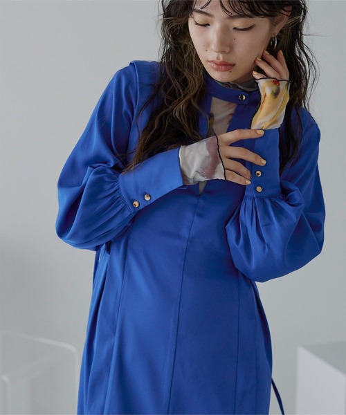 miette(ミエット)の「サイドリボンVネックワンピース(ワンピース・レディース・パープル/ブルー/ブラック・FREE)」の6枚目の写真