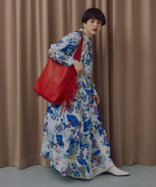 manana suerte（マニャーナスエルテ）の「オリジナルプリントティアードワンピース（ワンピース・レディース・オフホワイト/ブラック・FREE）」の9枚目の写真