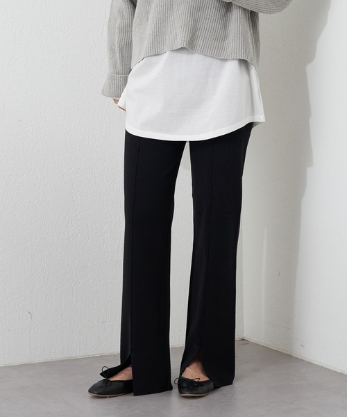 SHENERY(シーナリー)の「センタースリットニットパンツ(その他パンツ・レディース・モカ/ブラック・36/38)」の2枚目の写真