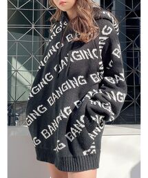 GYDA | BANGING PATTERN ニットフーディーTOPS(ニット/セーター)