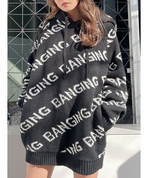 GYDA(ジェイダ)の「BANGING PATTERN ニットフーディーTOPS(ニット/セーター・レディース・ピンク/オフホワイト/ライトブルー/ブラック・FREE)」の9枚目の写真