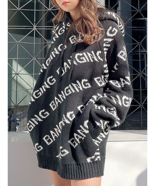 GYDA(ジェイダ)の「BANGING PATTERN ニットフーディーTOPS(ニット/セーター・レディース・ピンク/オフホワイト/ライトブルー/ブラック・FREE)」の21枚目の写真