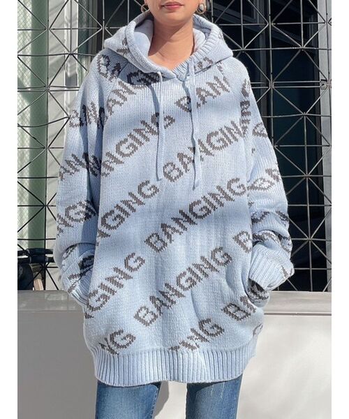 GYDA(ジェイダ)の「BANGING PATTERN ニットフーディーTOPS(ニット/セーター・レディース・ピンク/オフホワイト/ライトブルー/ブラック・FREE)」の10枚目の写真