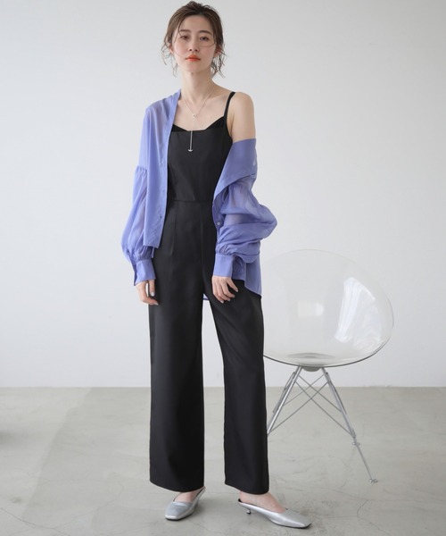 frames RAY CASSIN（フレームスレイカズン）の「WEB限定　バックリボンオールインワン（つなぎ/オールインワン・レディース・ブラック/キナリ・FREE）」の2枚目の写真