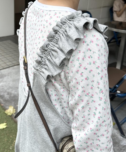 Alley by w closet（アリーバイダブルクローゼット）の「【Alley】プリントワッフルクルーネックロンT（Tシャツ/カットソー・レディース・オフホワイト/ブルー/ピンク/オレンジ/その他1/ホワイト系/ホワイト系1/ミント・FREE）」の10枚目の写真