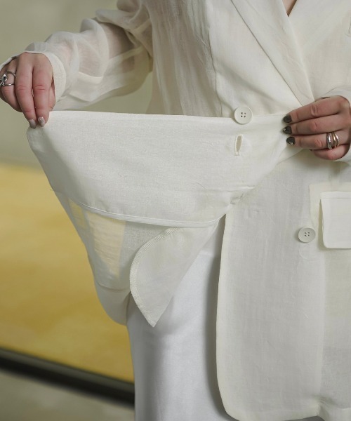 Ezick（エジック）の「Sheer mode ダブルジャケット（テーラードジャケット・レディース・オフホワイト/ブラック/イエロー/ピンク・FREE）」の8枚目の写真