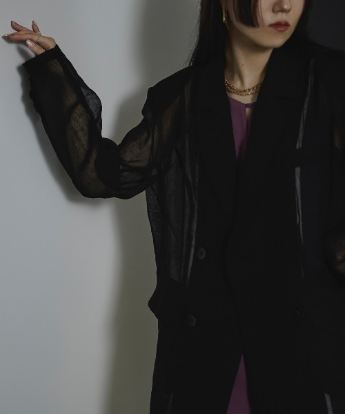 Ezick（エジック）の「Sheer mode ダブルジャケット（テーラードジャケット・レディース・オフホワイト/ブラック/イエロー/ピンク・FREE）」の16枚目の写真