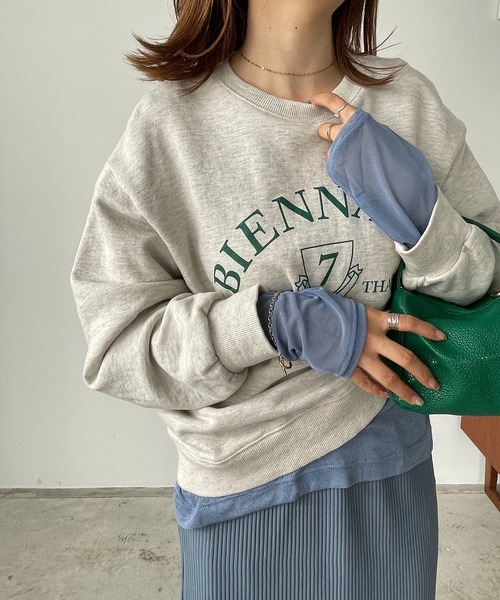 210nouve(トゥージュヌーブ)の「シアー切替ロングTシャツ(Tシャツ/カットソー・レディース・ブラック/ダークグリーン/アイボリー/ダークブルー/パープル・FREE)」の16枚目の写真