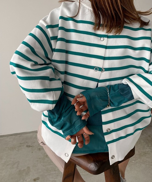 210nouve(トゥージュヌーブ)の「シアー切替ロングTシャツ(Tシャツ/カットソー・レディース・ブラック/ダークグリーン/アイボリー/ダークブルー/パープル・FREE)」の21枚目の写真