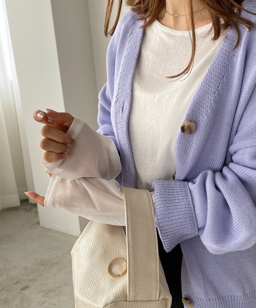 210nouve(トゥージュヌーブ)の「シアー切替ロングTシャツ(Tシャツ/カットソー・レディース・ブラック/ダークグリーン/アイボリー/ダークブルー/パープル・FREE)」の7枚目の写真