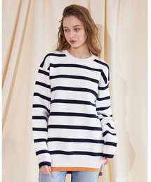 ALEXIA STAM | Stripe Back Open Knit Top /ストライプバックオープンニットトップス(Tシャツ/カットソー)