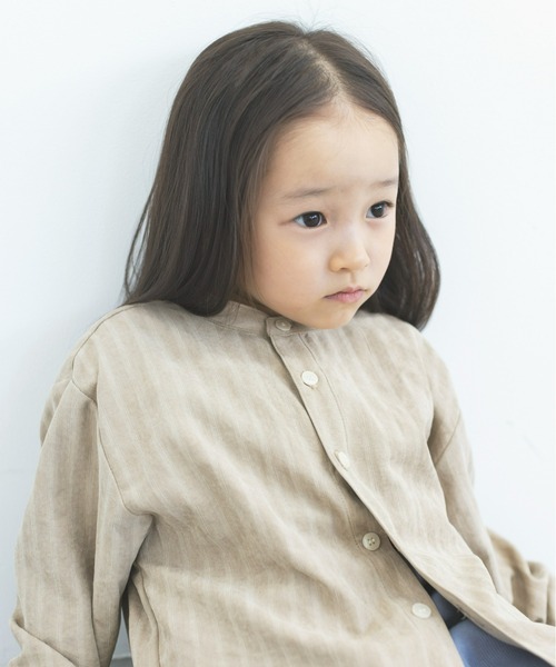 ooju(オージュ)の「【ooju】ストライプシャツ(シャツ/ブラウス・キッズ・ベージュ/グレー・1/2/4/3)」の2枚目の写真