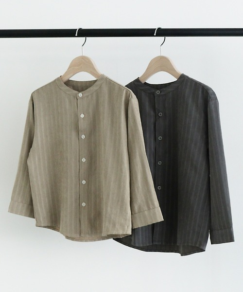 ooju(オージュ)の「【ooju】ストライプシャツ(シャツ/ブラウス・キッズ・ベージュ/グレー・1/2/4/3)」の7枚目の写真