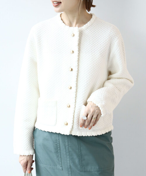 IENA（イエナ）の「柄編みコンパクトニットジャケット（ニット