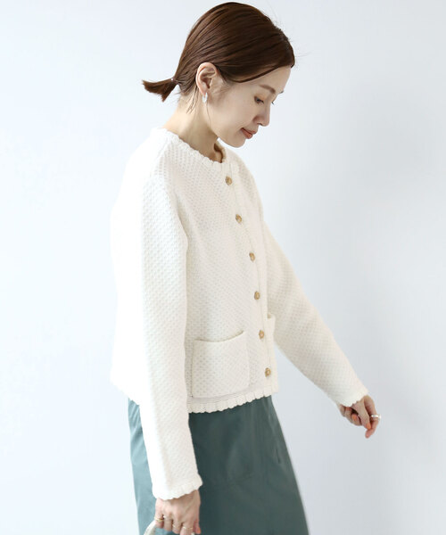 IENA（イエナ）の「柄編みコンパクトニットジャケット（ニット