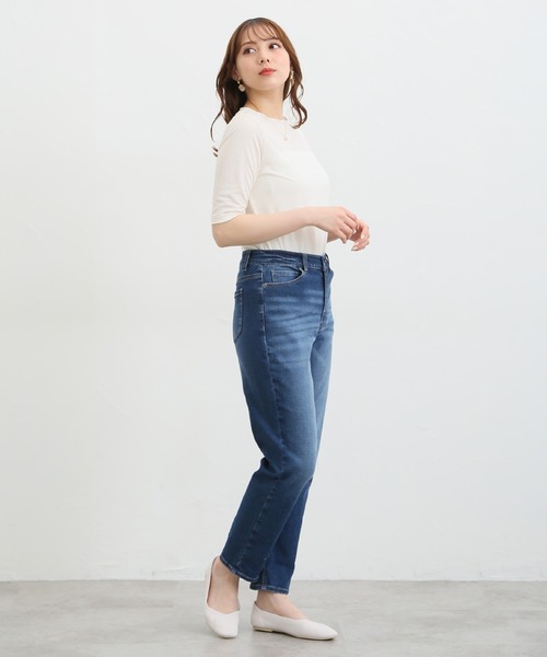 Honeys（ハニーズ）の「デニムテーパード（股下６６ｃｍ）（デニムパンツ・レディース・ワンウォッシュ/ライトインディゴブルー・S/M/L/LL）」の10枚目の写真