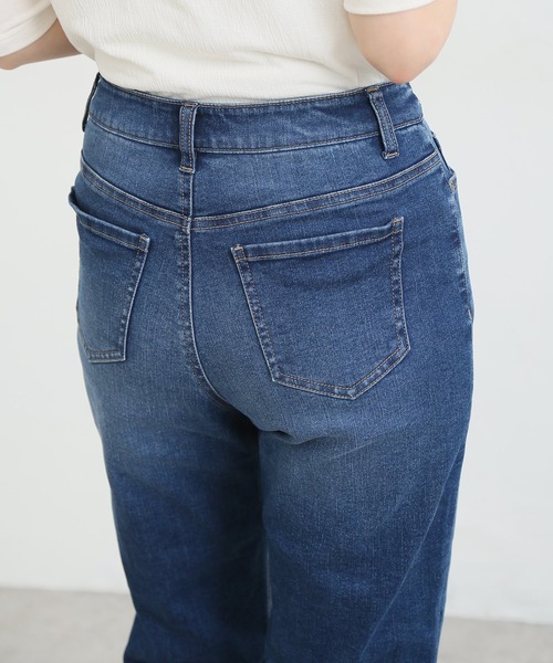 Honeys（ハニーズ）の「デニムテーパード（股下６６ｃｍ）（デニムパンツ・レディース・ワンウォッシュ/ライトインディゴブルー・S/M/L/LL）」の18枚目の写真