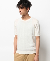 CROON A SONG | 綿麻半袖ｸﾙｰﾈｯｸﾆｯﾄ(ニット/セーター)