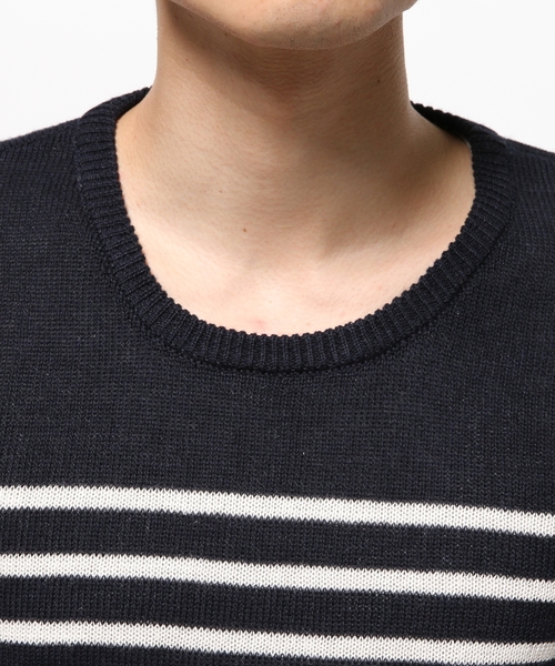 CROON A SONG（クルーンアソング）の「綿麻半袖ｸﾙｰﾈｯｸﾆｯﾄ（ニット/セーター・メンズ・ブルー系その他/ホワイト/ネイビー・46/48）」の7枚目の写真