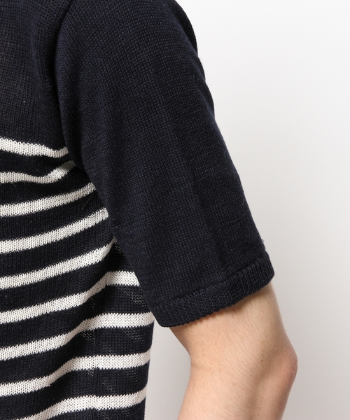 CROON A SONG（クルーンアソング）の「綿麻半袖ｸﾙｰﾈｯｸﾆｯﾄ（ニット/セーター・メンズ・ブルー系その他/ホワイト/ネイビー・46/48）」の6枚目の写真