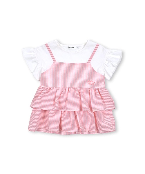 Noeil aime BeBe(ノイユエイムベベ)の「Noeil aime BeBe/ストライプキャミソールドッキングTシャツ (80~130cm)(Tシャツ/カットソー・キッズ・ピンク系その他/ブルー系その他・90/120/100/110/130/80)」の3枚目の写真